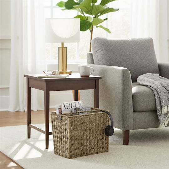 Household Essentials 17" Seagrass Wide Side by Side Magazine Rack